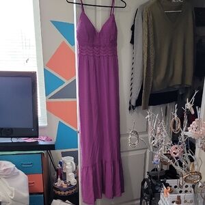 Lily Rose Purple Ruched Maxi Dress for Wedding Guest